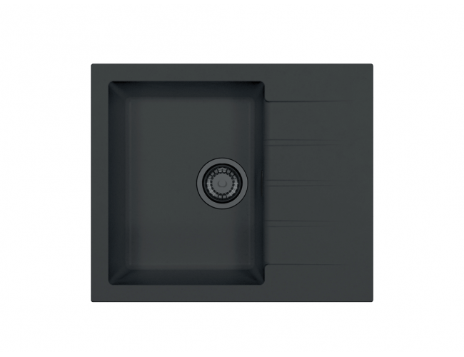 črno pomivalno korito s črnim odtokom, Alveus Cadit 10 Black Edition